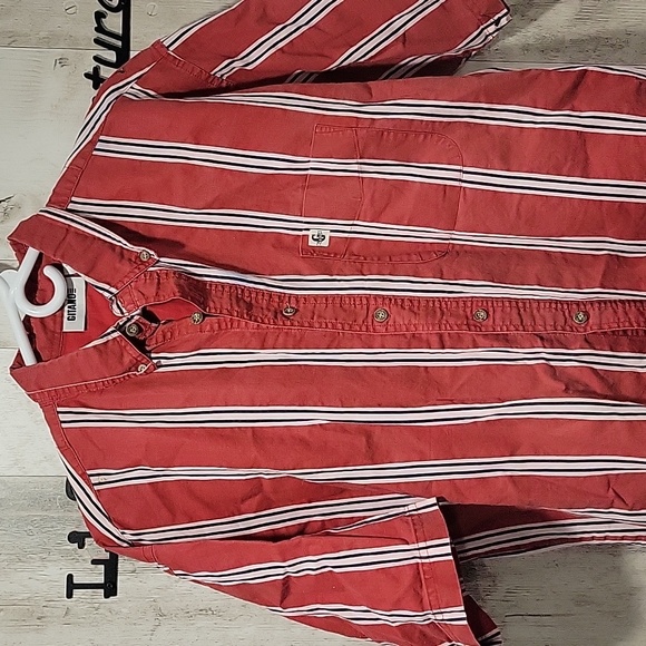 Vintage Gitano Sports Casual Stripe Short Sleeve Button Down Shirt Size M Unisex - Picture 2 of 9